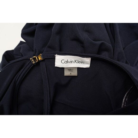Calvin Klein Womens Swing Flowy Dress Sz 6 Navy Blue Short sleeved - Picture 6 of 6
